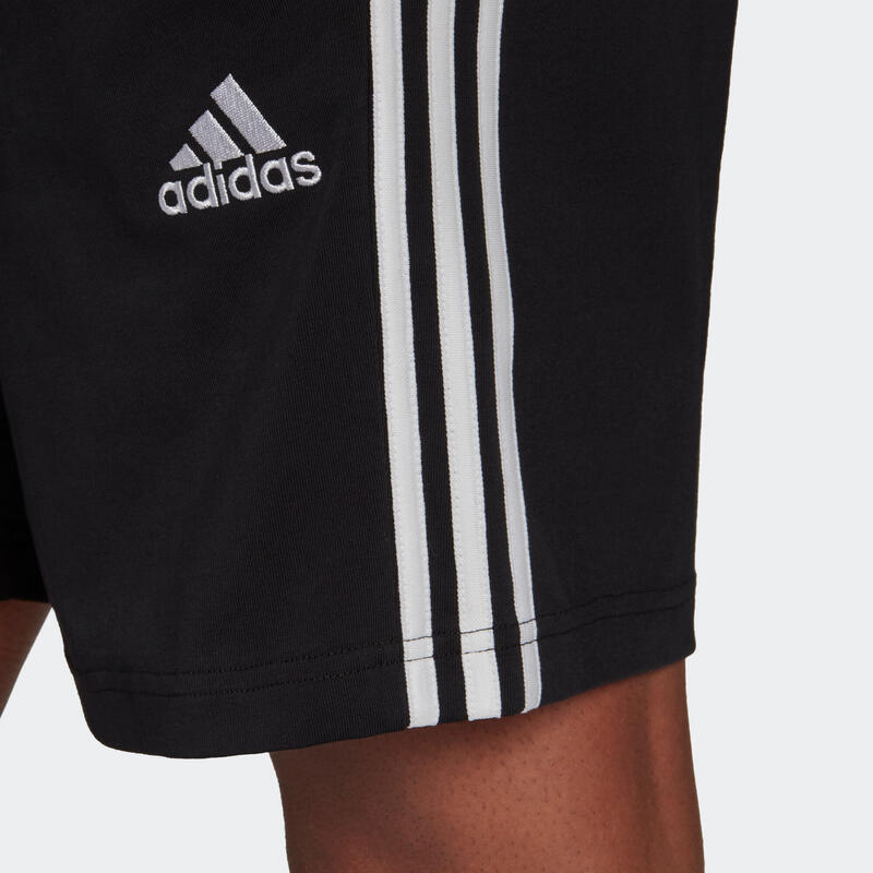 Pantaloncini uomo fitness Adidas 3 stripes misto cotone neri