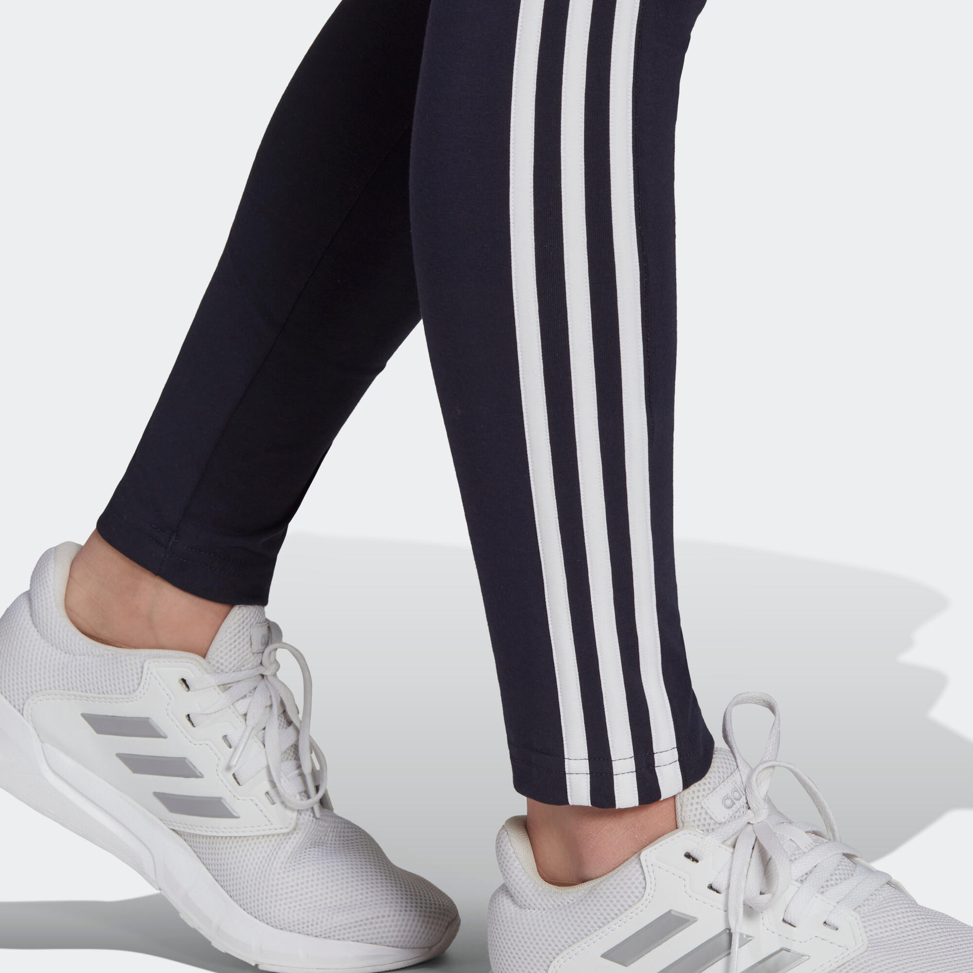 Legging fitness long coton majoritaire taille haute femme blanc ADIDAS Decathlon