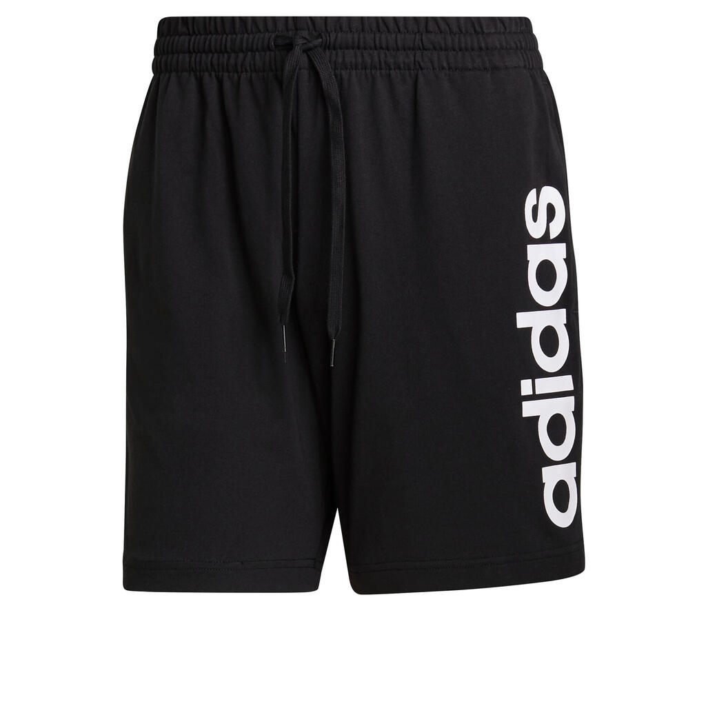 Men's Straight-Leg Cotton Fitness Shorts With Pocket - Black Logo