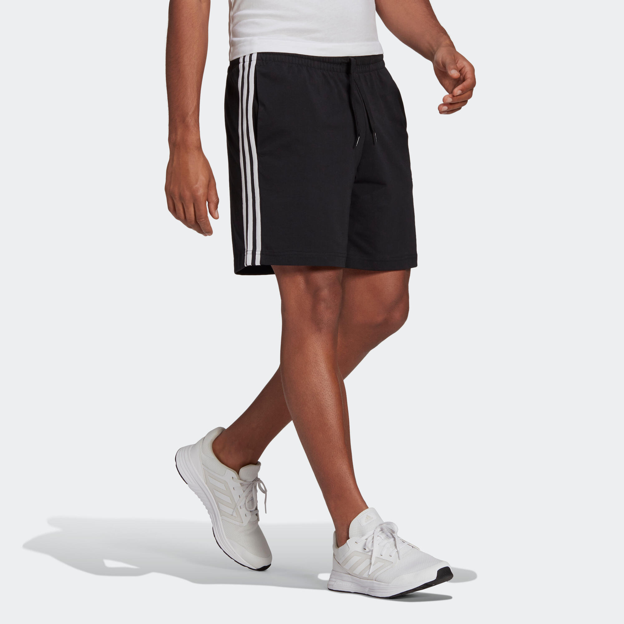Men's Straight-Leg Cotton Fitness Shorts With Pocket Aeroready - Black 3/6