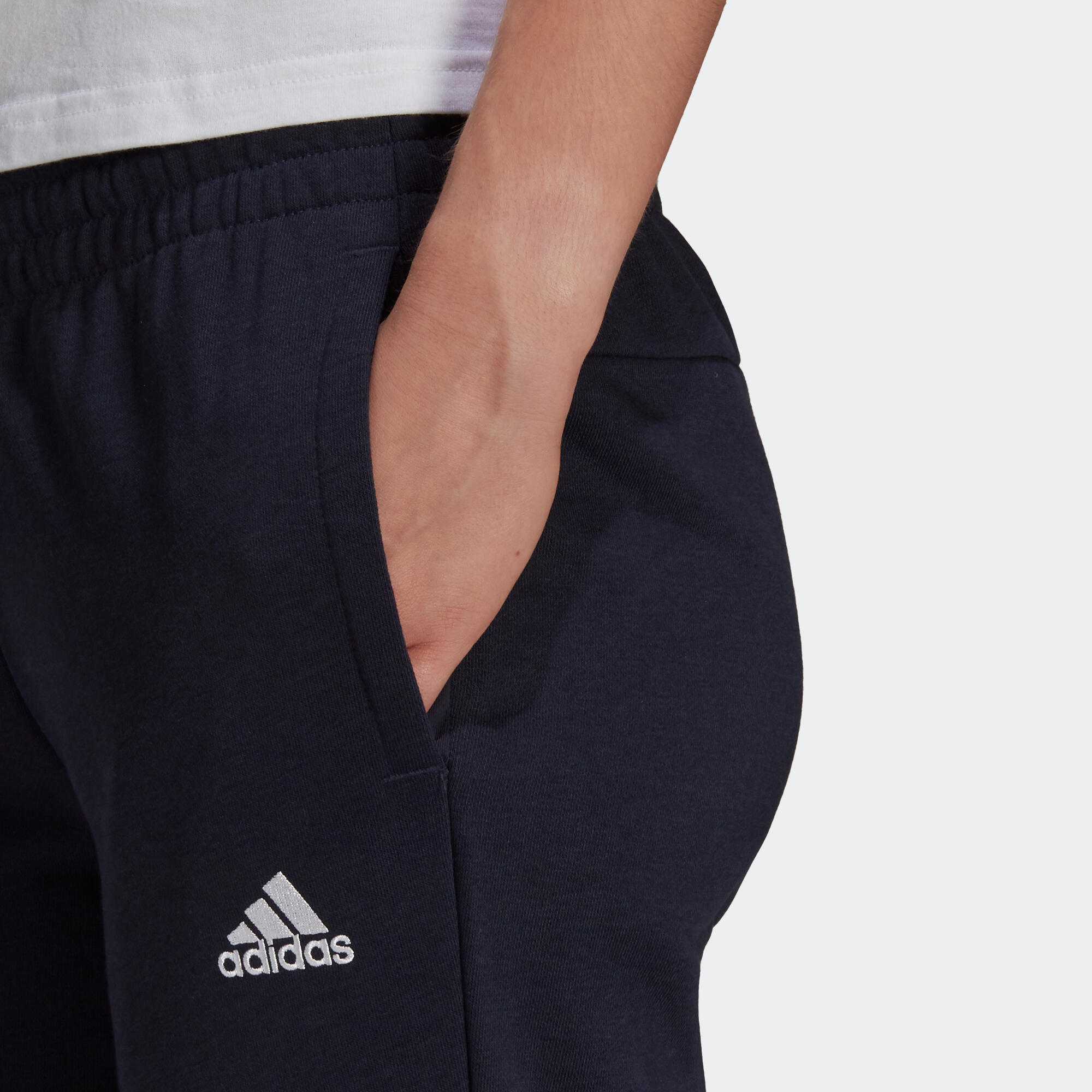 Pantaloni donna fitness Adidas LINEAR slim misto cotone blu ADIDAS |  DECATHLON