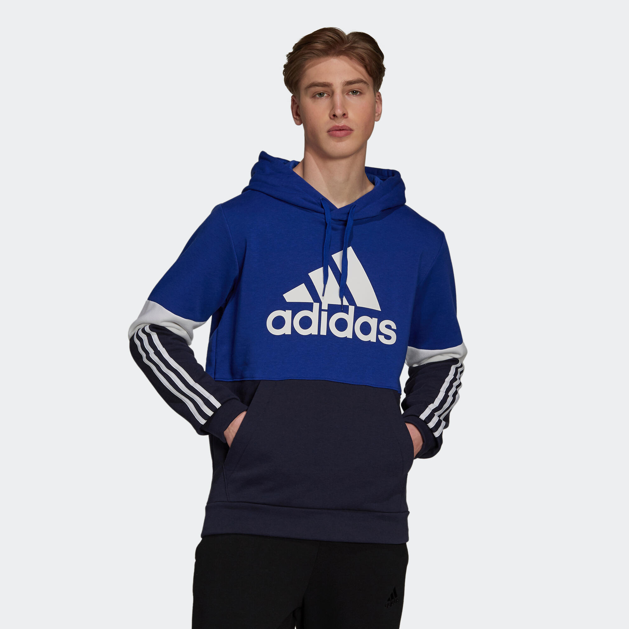 Felpa uomo fitness Adidas misto cotone con cappuccio azzurra-blu ADIDAS |  DECATHLON