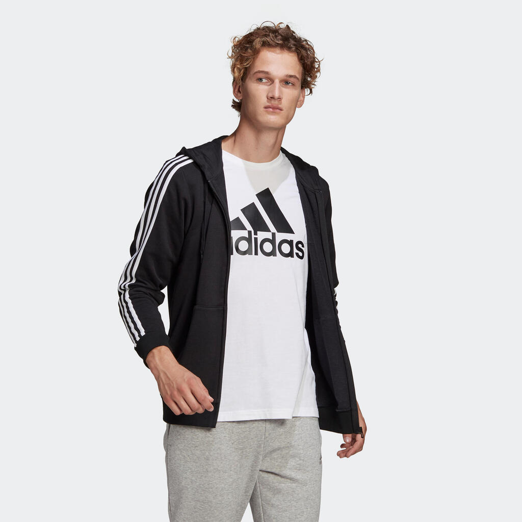 МЪЖКО ГОРНИЩЕ С КАЧУЛКА И ЦИП ЗА ФИТНЕС ADIDAS, ЧЕРНО