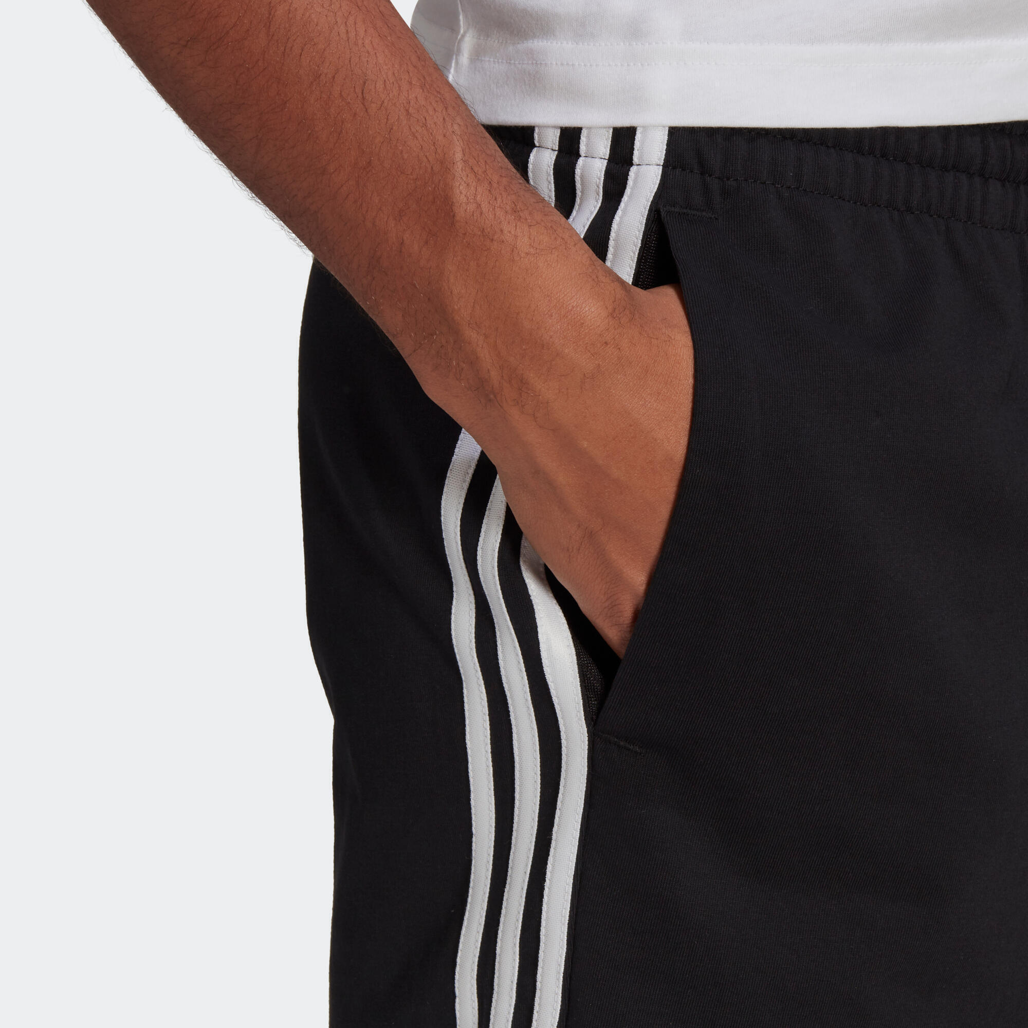 Pantaloncini uomo fitness Adidas 3 stripes misto cotone neri ADIDAS |  DECATHLON