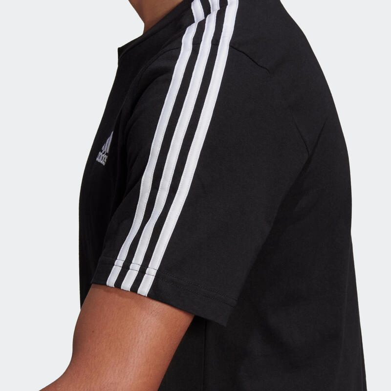 T-shirt fitness Adidas 3S manches courtes slim coton col rond homme noir
