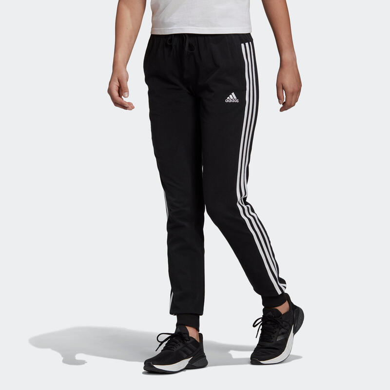 Pantaloni donna fitness Adidas misto cotone neri