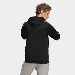 Men's Straight-Cut Crew Neck Zipped Hoodie With Pocket 3 Stripes - Black