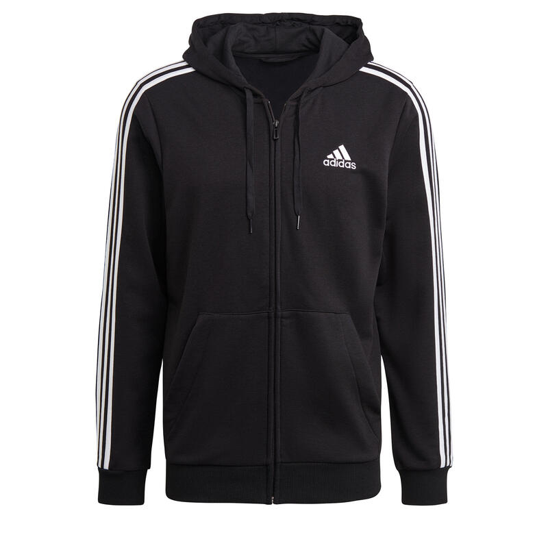 Sudadera cremallera con capucha Adidas cuello redondo hombre con bolsillo negro