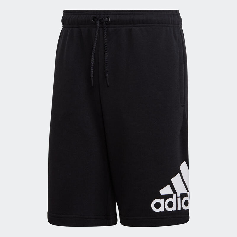 Short Fitness homme coton droit avec poche - Noir Adidas