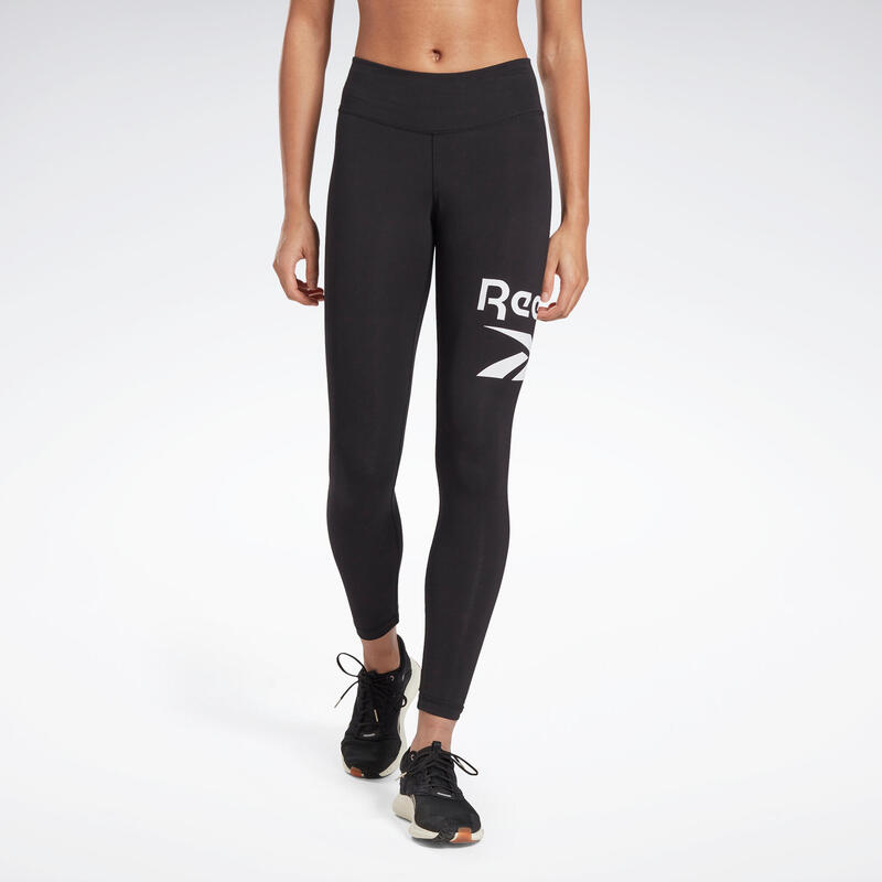 Legging fitness 7/8 coton majoritaire taille haute femme - noir