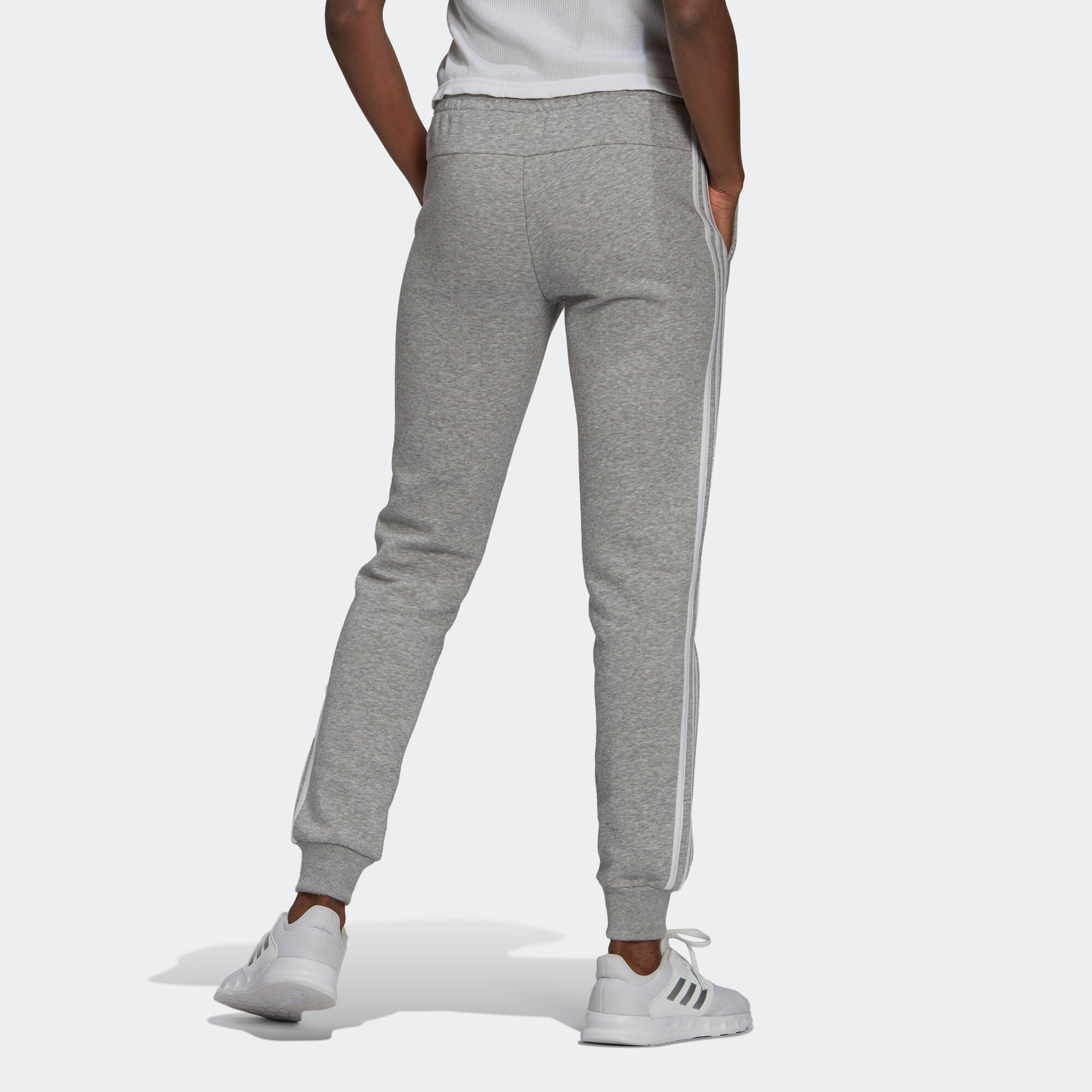 Women's Cotton-Rich Fitted Jogging Fitness Bottoms - Grey 2/6