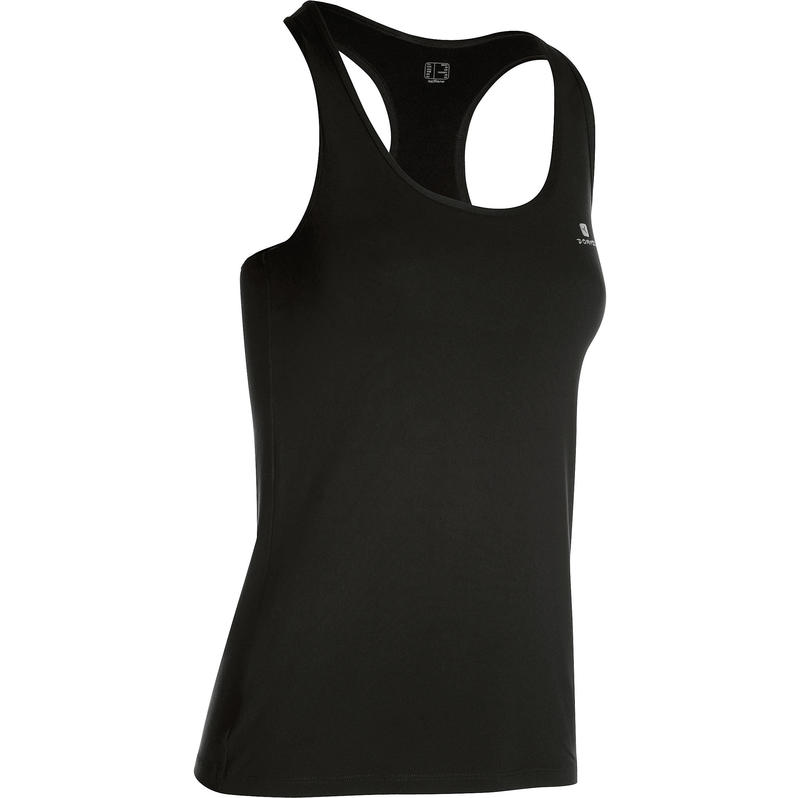 Débardeur MON HAUT entraînement cardio femme noir 100 Débardeur MON HAUT entraînement cardio femme noir 100