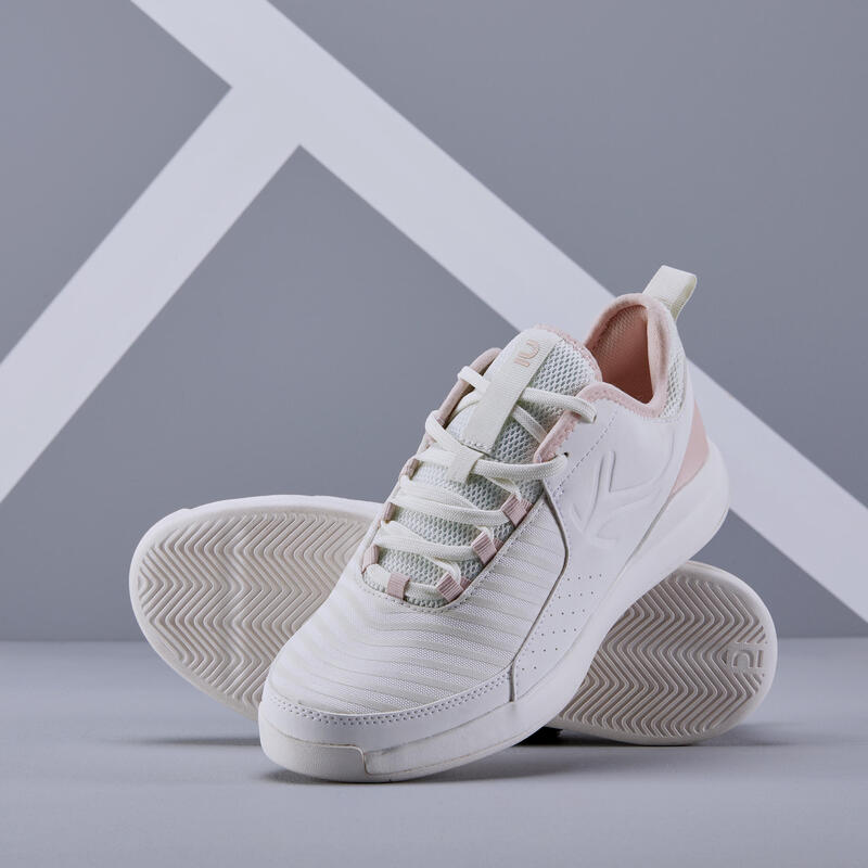 CHAUSSURES DE TENNIS FEMME ARTENGO TS 130 OFF WHITE ROSE