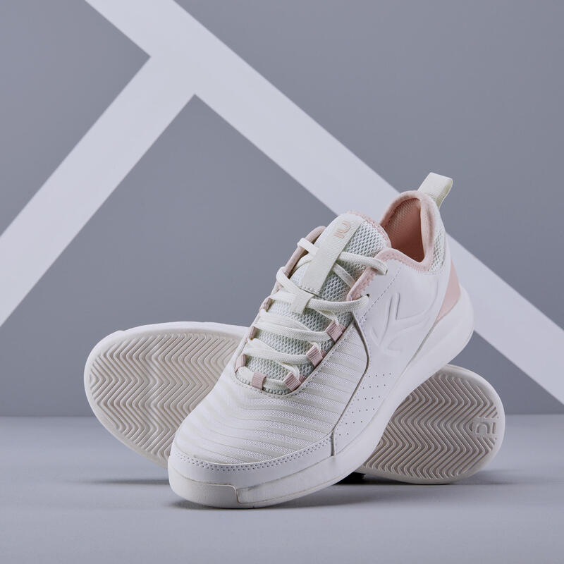 女款網球鞋 TS 130 - 白粉配色