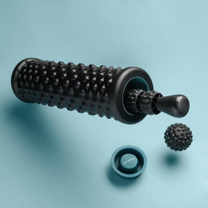 Kit de masaje: foam roller, pelota y bastón de masaje