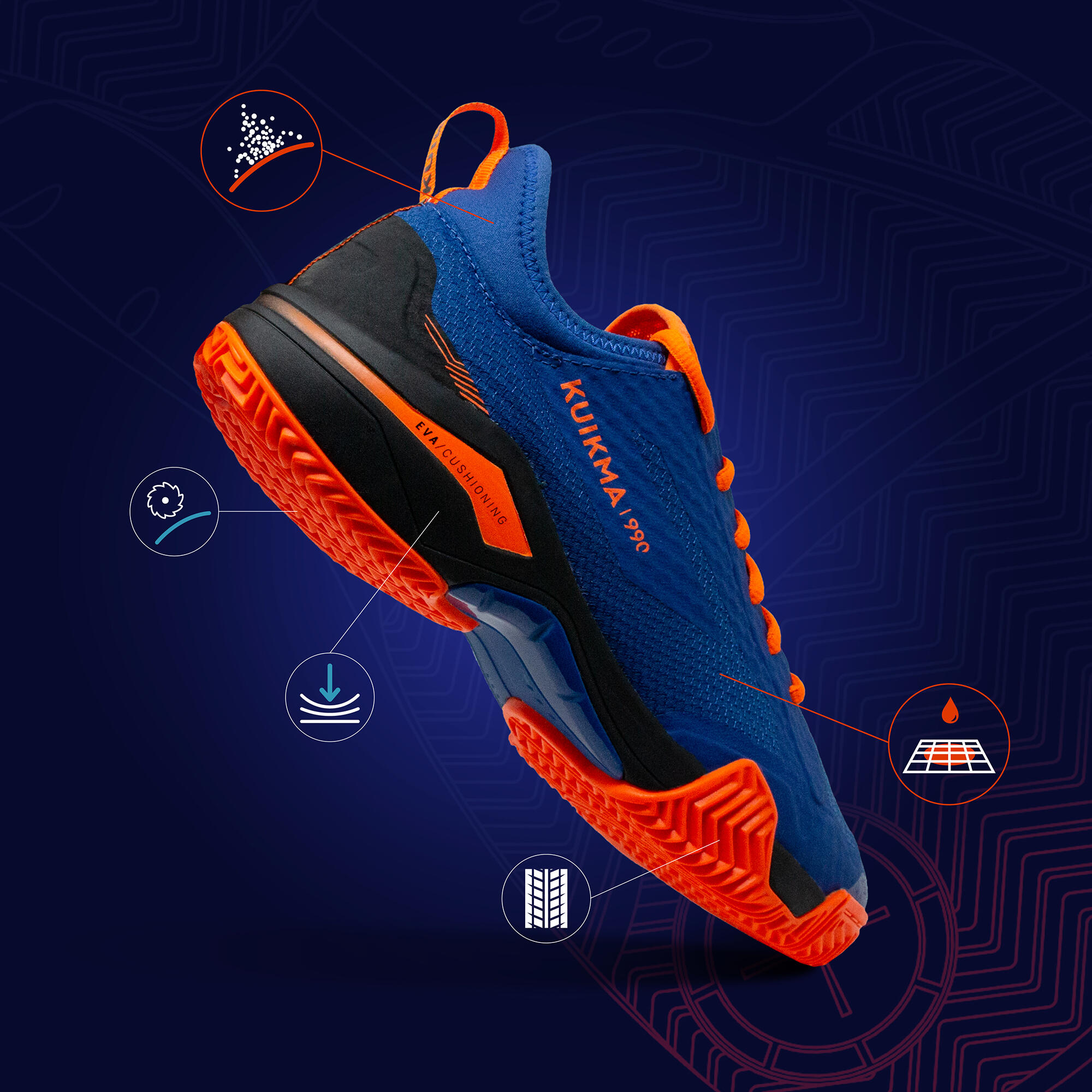 Men's Padel Shoes PS 990 Dynamic - Blue/Orange 1/16