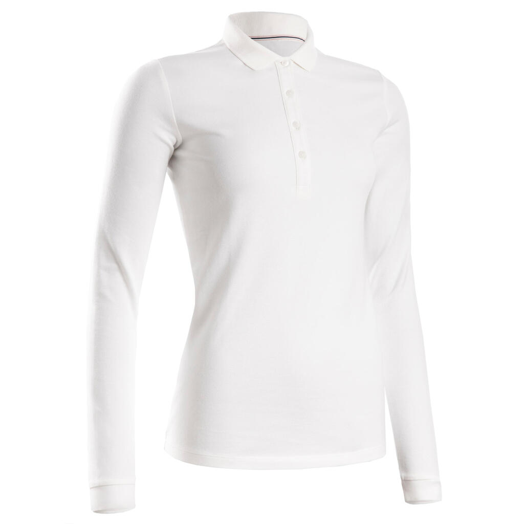 Damen Golf Poloshirt langarm - MW500 grün 