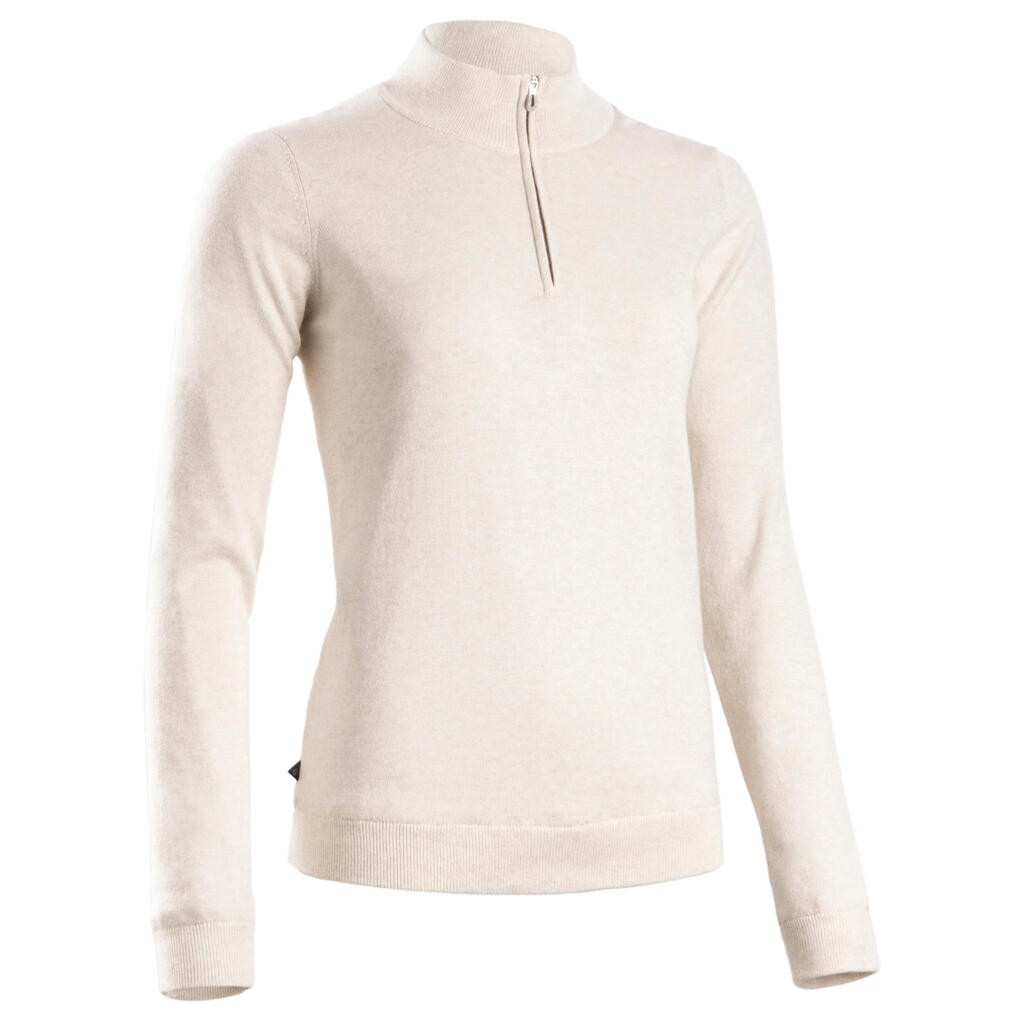 Women's windproof golfing pullover MW500 - ecru