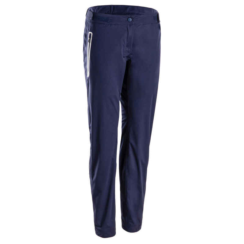 Women's golf waterproof rain trousers RW500 navy blue Decathlon