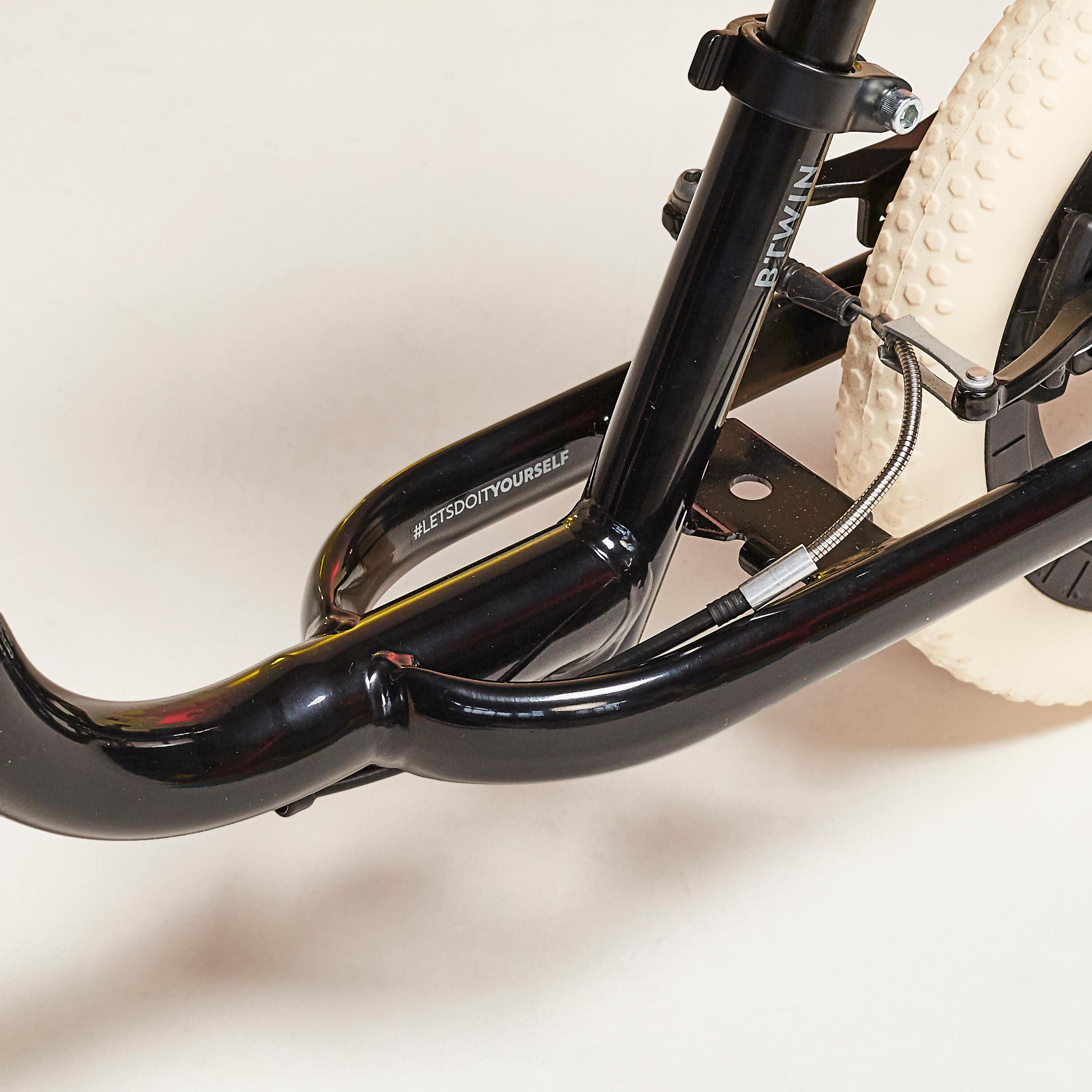BICICLETA DE APRENDIZAGEM CRIANÇA 10 POLEGADAS RUNRIDE 500 PRETO/BEGE 2/9