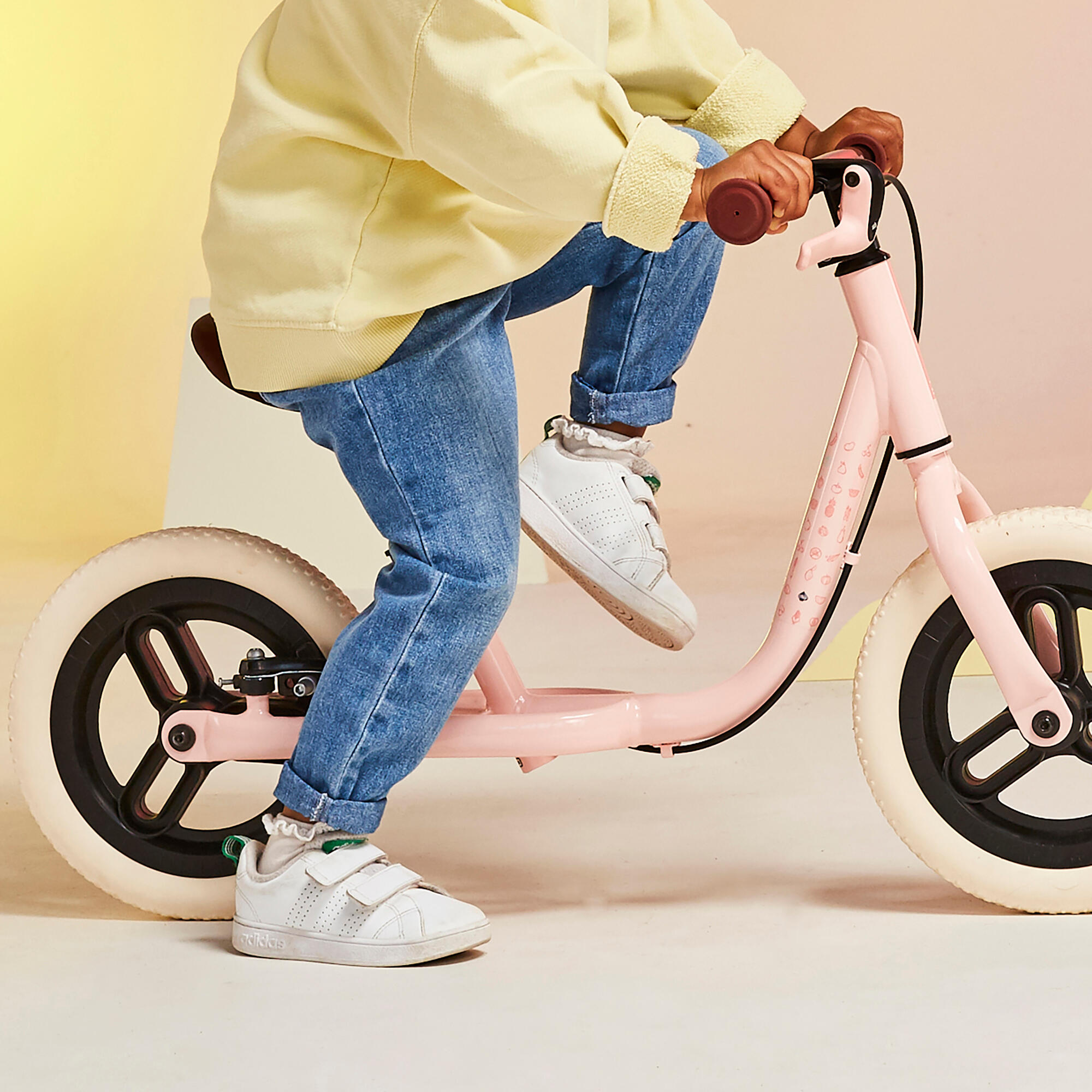 Draisienne enfant 10 pouces runride 500 rose/beige 10/11