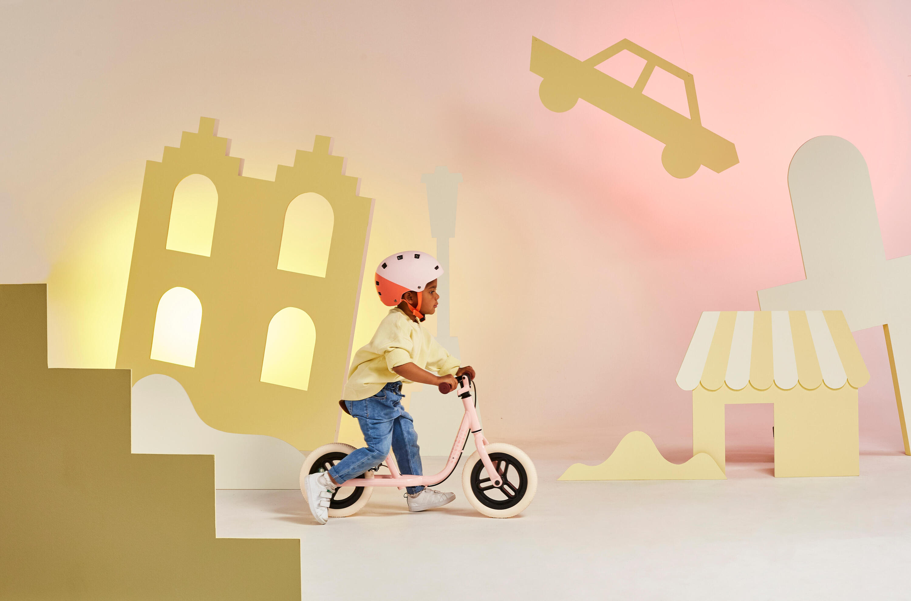 Draisienne enfant 10 pouces runride 500 rose/beige 7/11