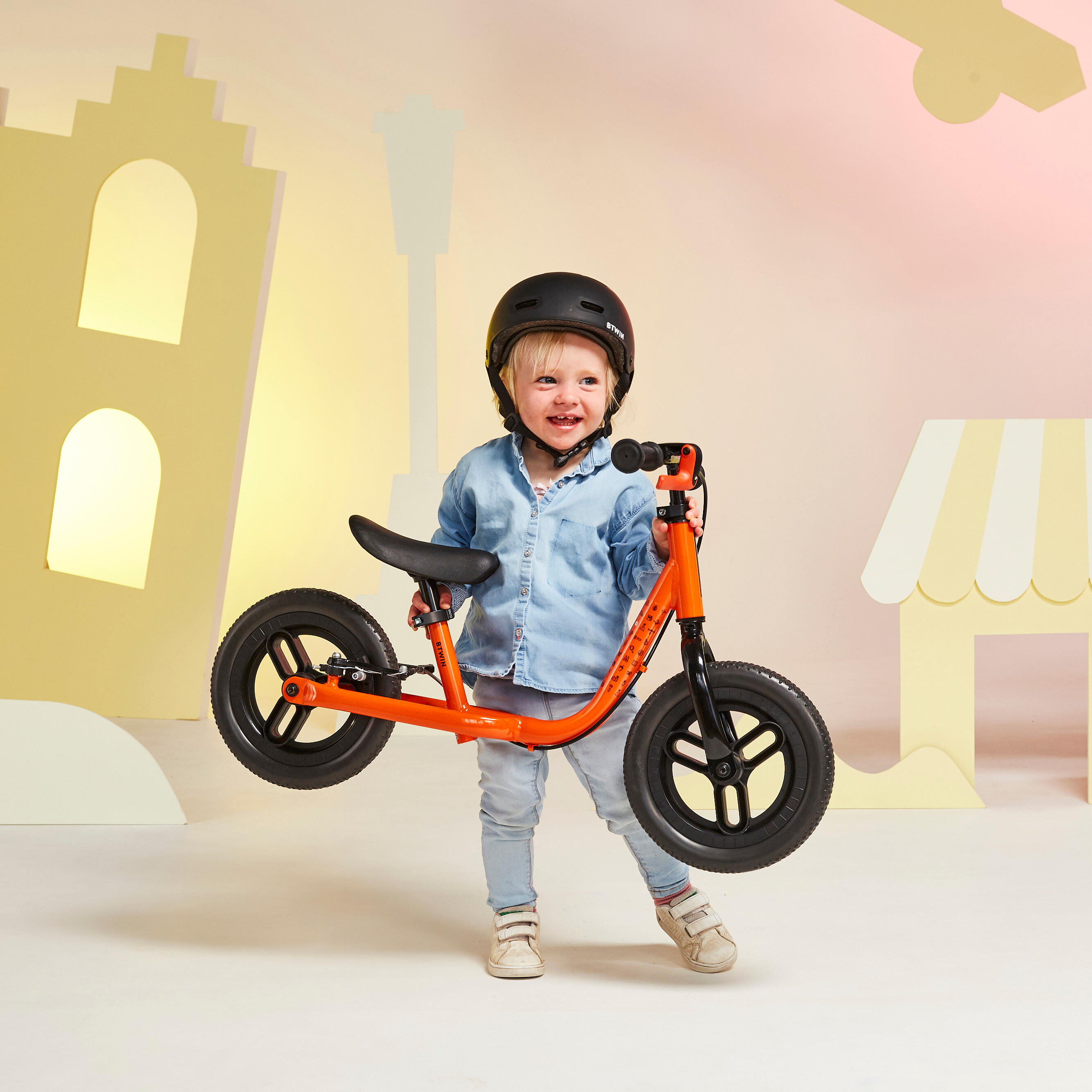 Kids 10 Balance Bike Runride 500 Orange Black