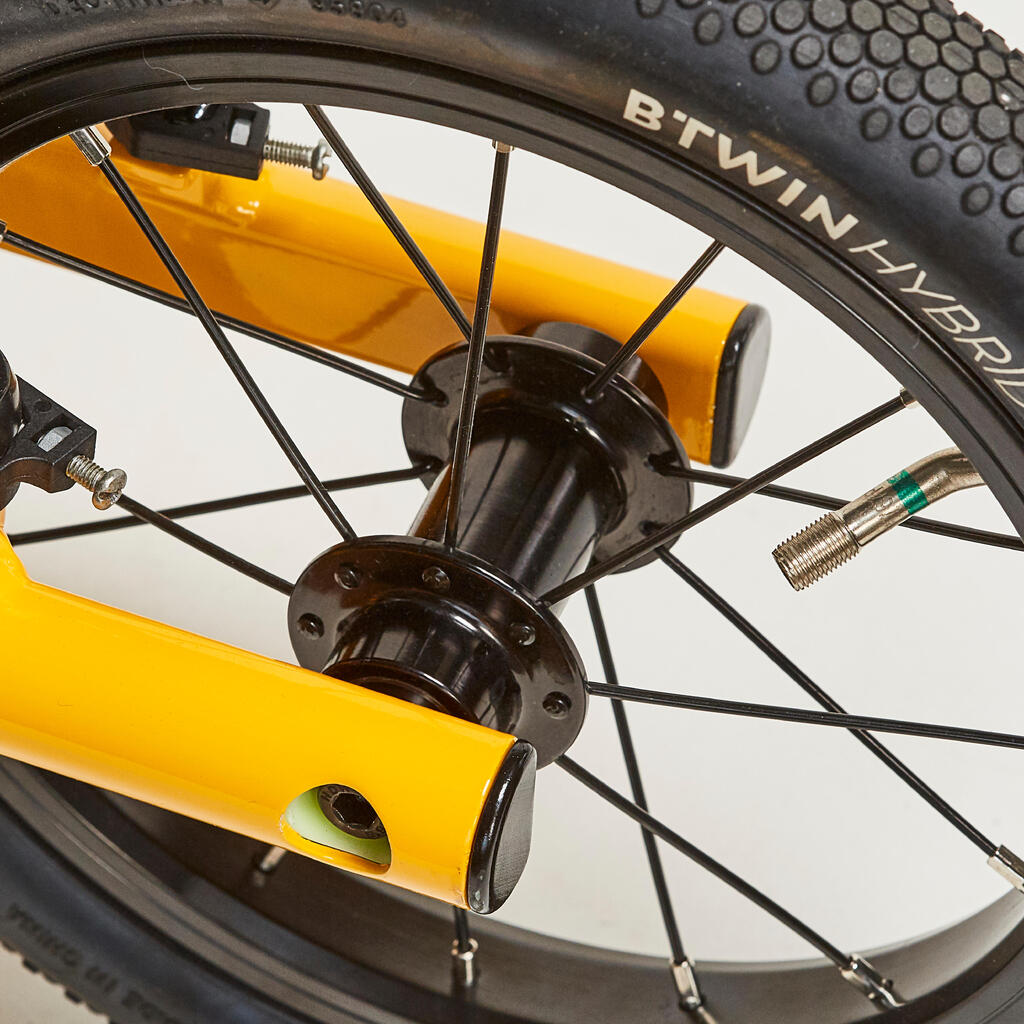 Vaikiškas balansinis dviratis „Runride 900“, 12 col. ratai, geltonas