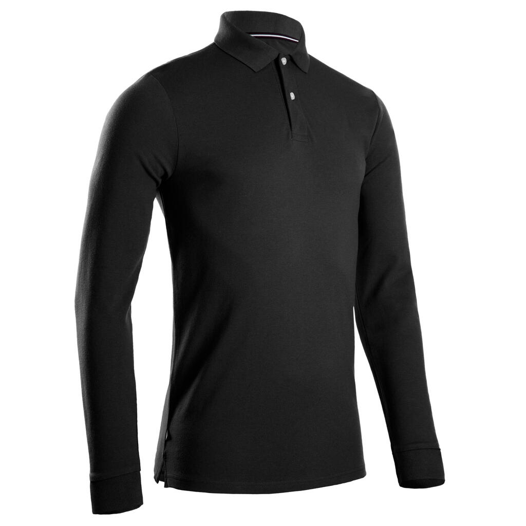 Men's golf long-sleeved polo shirt MW500 black