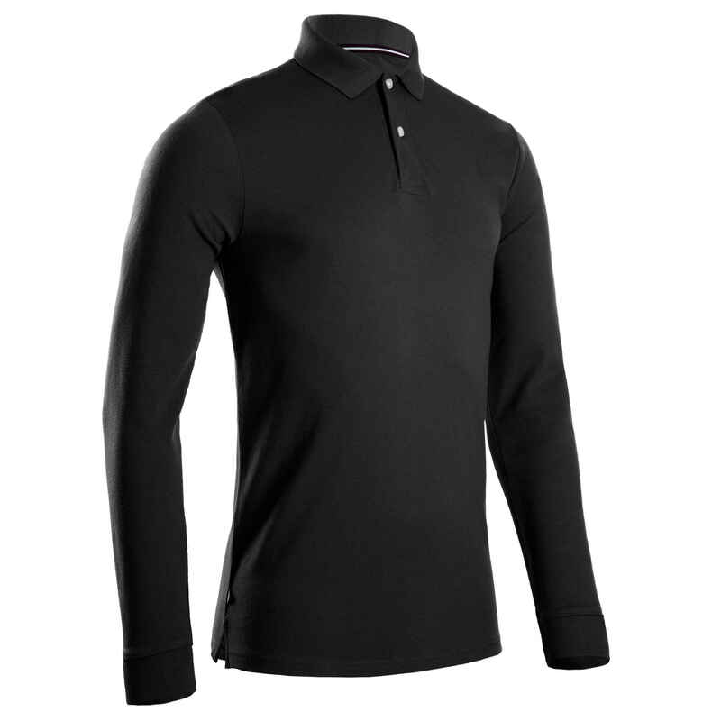 Men's golf longsleeved polo shirt MW500 black Decathlon