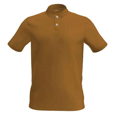 Men’s golf cotton short-sleeved polo shirt - MW500 Hazelnut