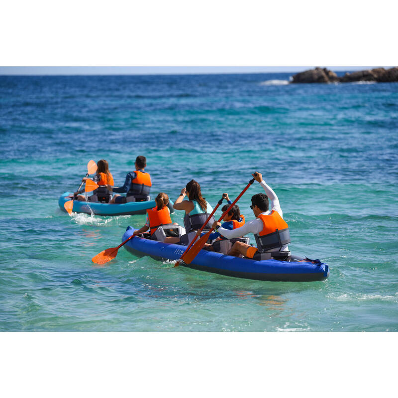 Canoa-kayak touring X100+ gonfiabile fondo alta pressione 4 posti