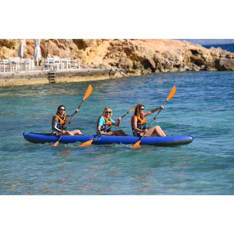 Canoa-kayak touring X100+ gonfiabile fondo alta pressione 4 posti