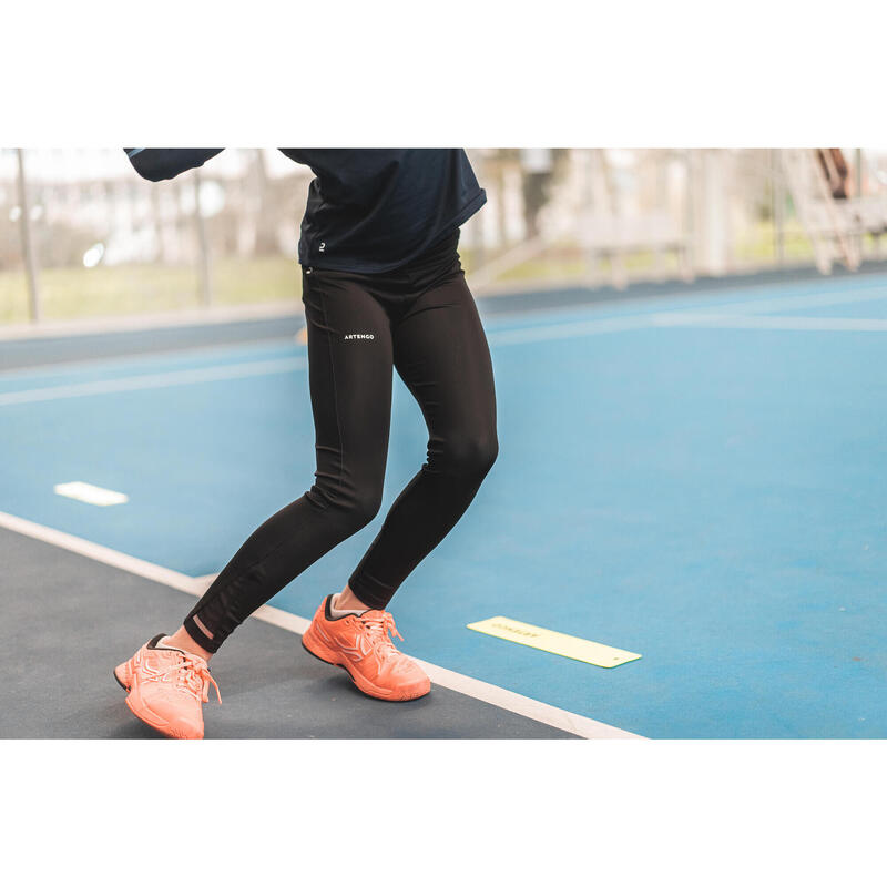 Tennis Leggings Mädchen LEG500 schwarz