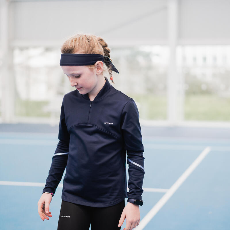 Dívčí tenisové tričko s dlouhým rukávem TH 500 tmavě modré