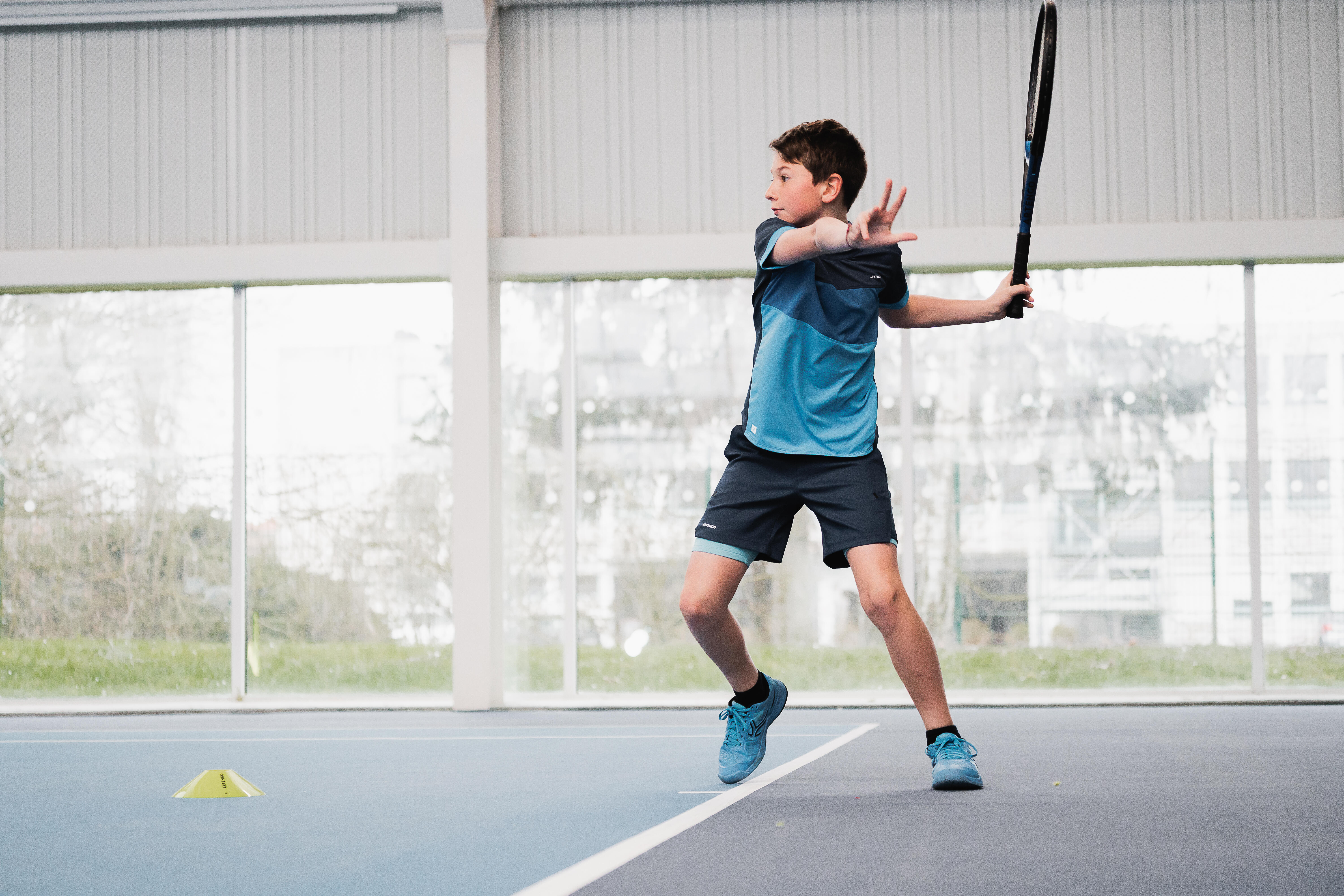 Boys' Tennis T-Shirt - Dry 500 Blue - ARTENGO