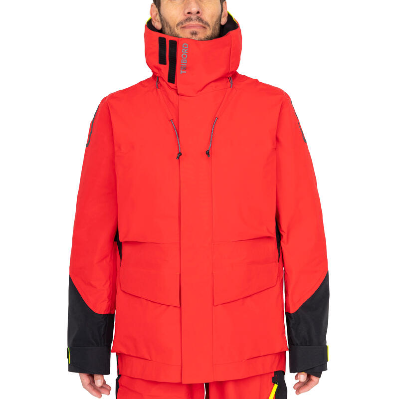 Chaqueta impermeable vela Hombre Offshore 900 rojo/amarillo fluorescente