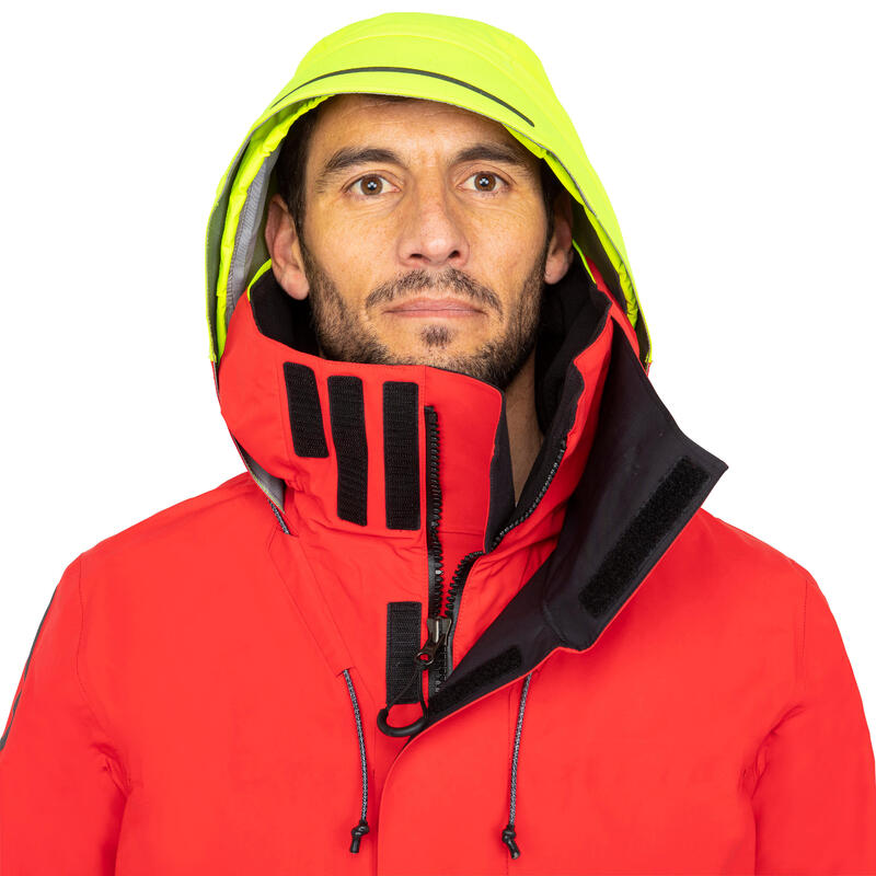 Chaqueta impermeable vela Hombre Offshore 900 rojo/amarillo fluorescente