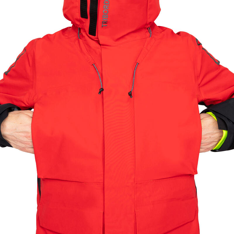 Chaqueta impermeable vela Hombre Offshore 900 rojo/amarillo fluorescente