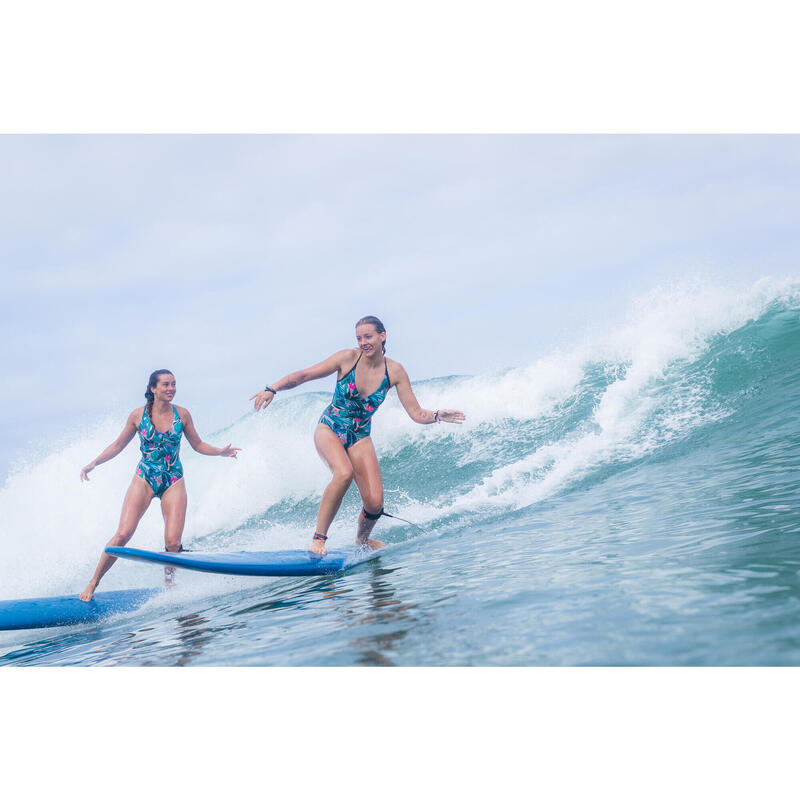 Badeanzug Surfen Damen Agatha Pagi grün/weiß