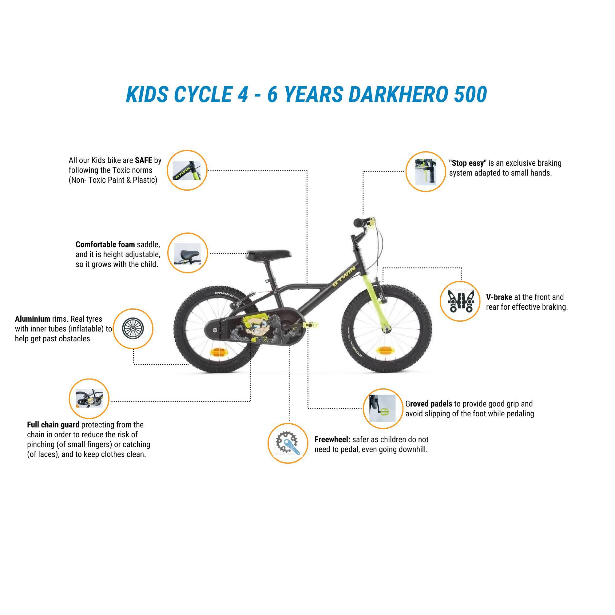 Kids Cycle Dark Hero 4 - 6 years (16inch) - Black Green -  3