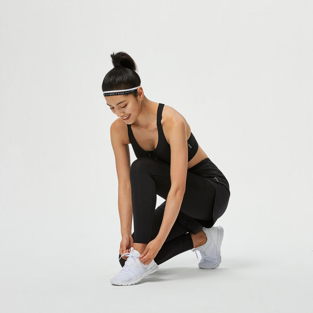 Legging short court 2 en 1 Fitness noir