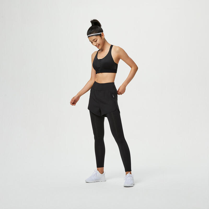 Fitness 2-in-1 Leggings / Shorts - Black