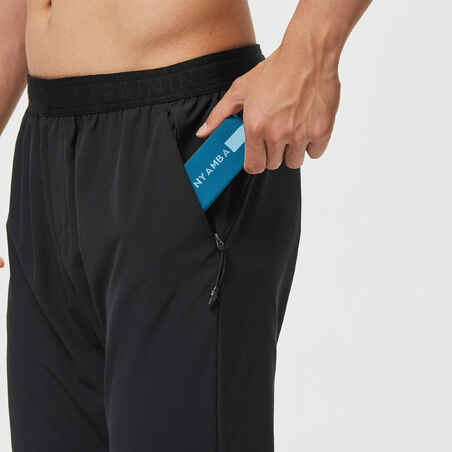 Men's Breathable Slim-Fit Performance Fitness Bottoms - Solid Black