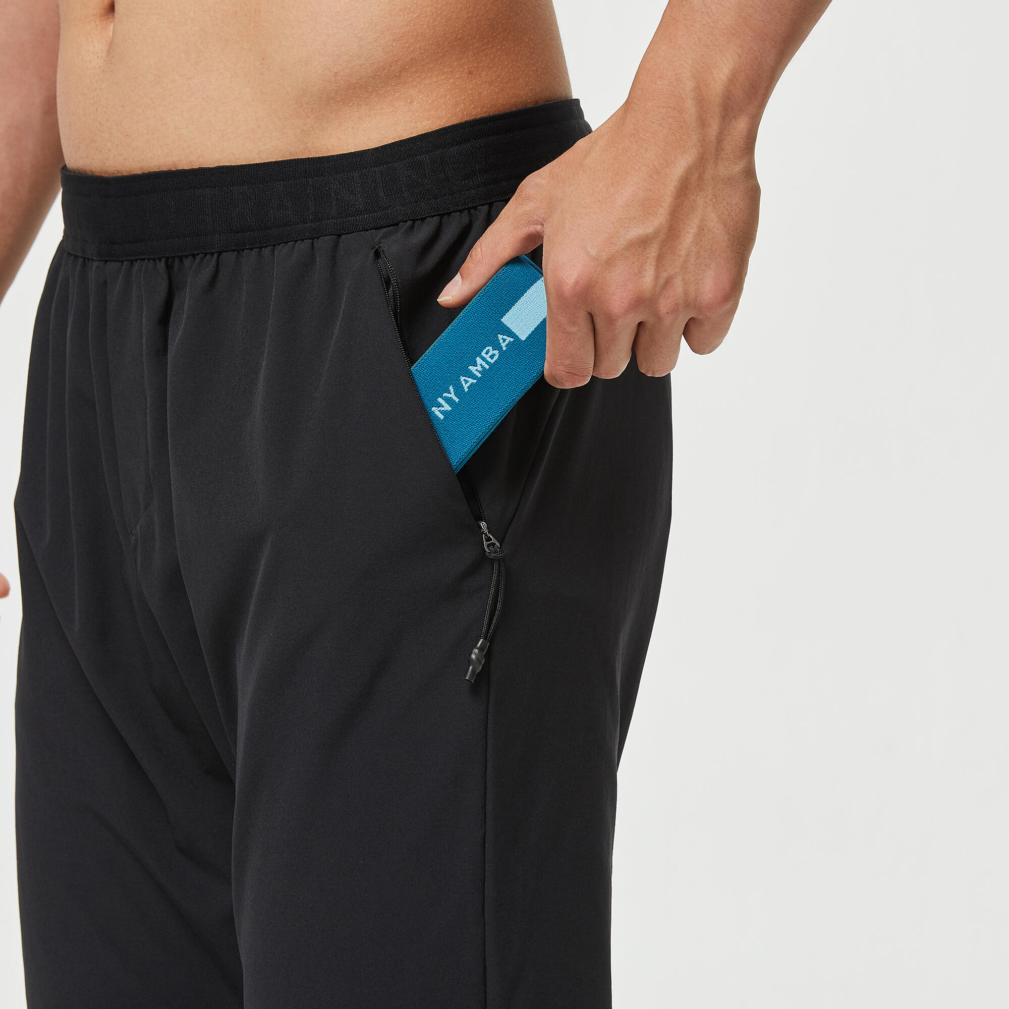 Men's Breathable Slim-Fit Performance Fitness Bottoms - Solid Black 9/18