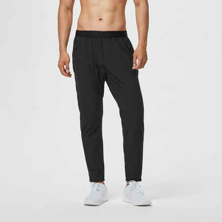 Men's Breathable Slim-Fit Performance Fitness Bottoms - Solid Black