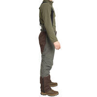 Zelene tople pantalone s tregerima za lov 100 (za do -20 °C)
