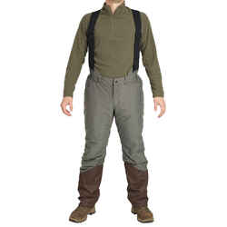 HUNTING TROUSERS WITH SUSPENDERS WARM DOWN TO -20°C 100 - GREEN