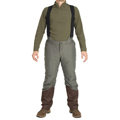 Pantaloni caccia 100 bretelle caldi verdi