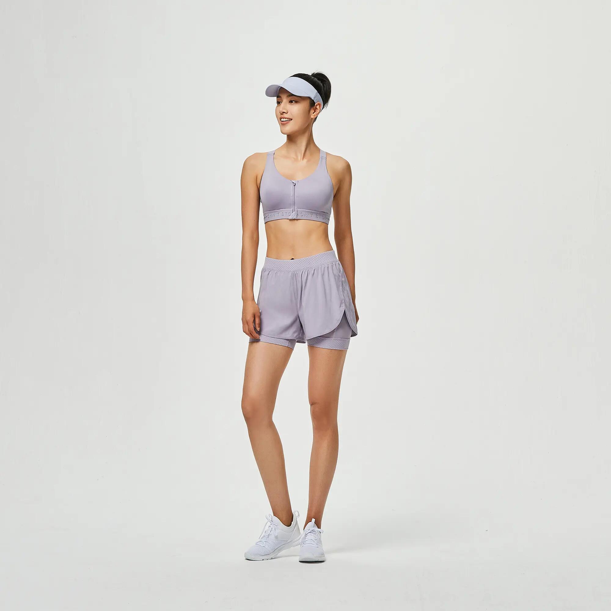 Top Deportivo Cremallera Rellenos Mujer Sujeción Alta Morado 3/8